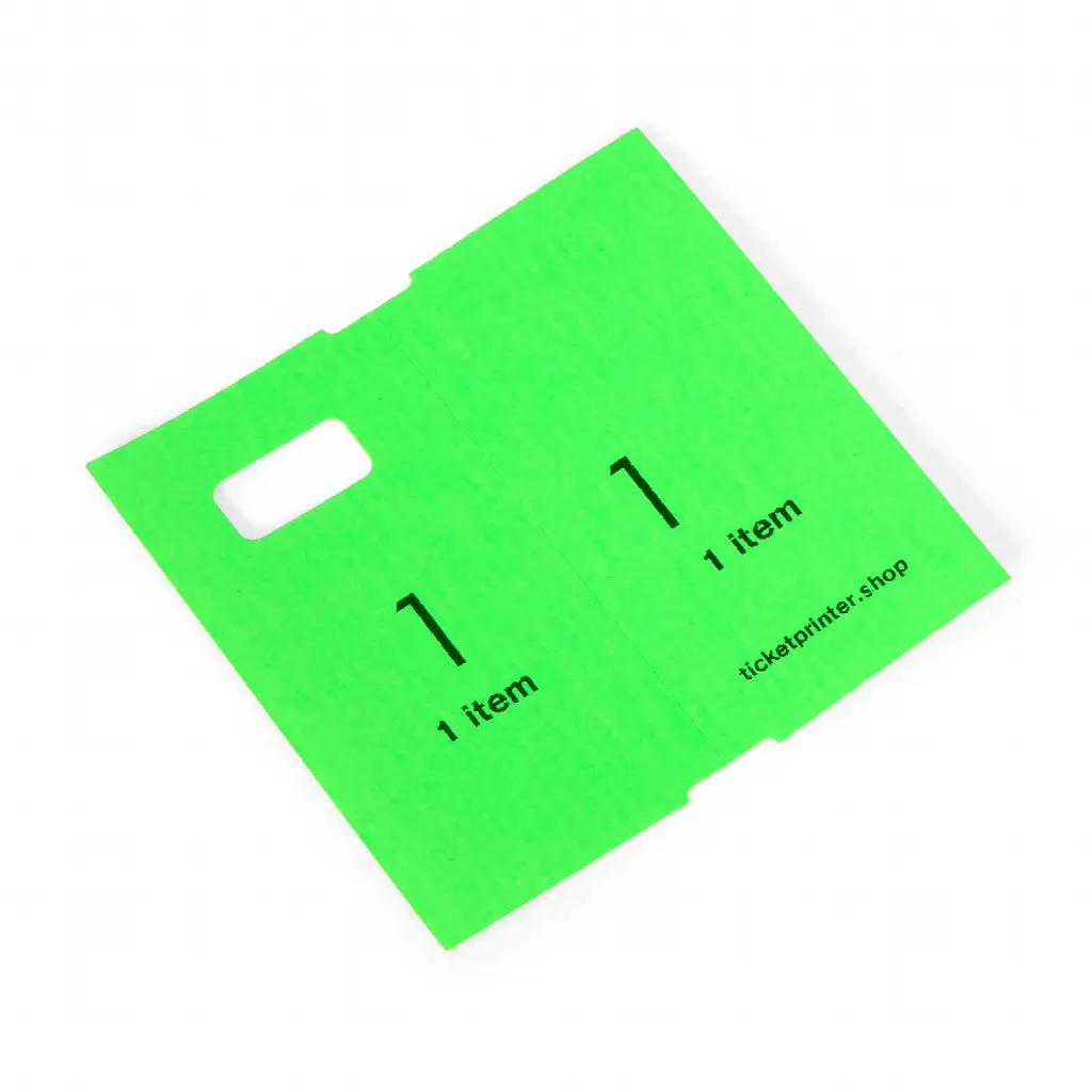 1000 pre-printed cloakroom tickets, neon green
