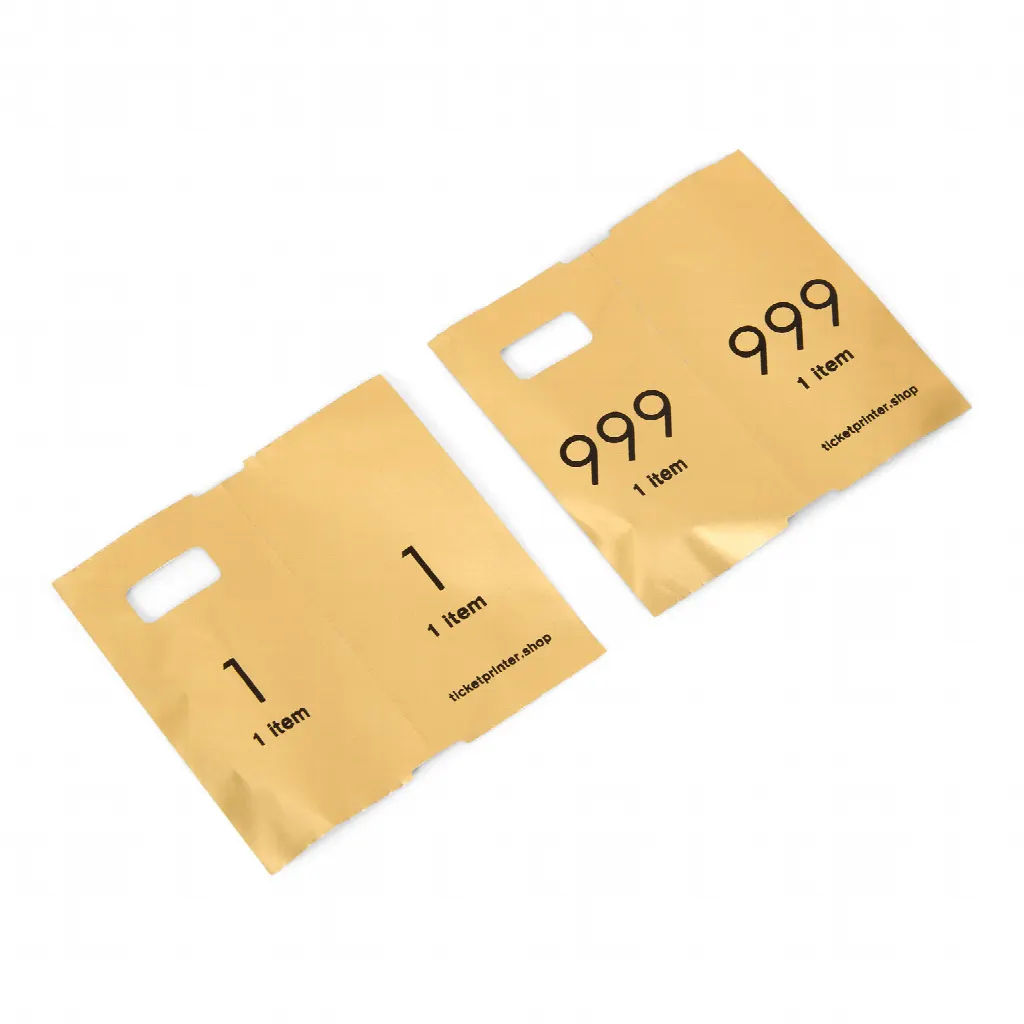 1000 pre-printed cloakroom tickets, gold with black print