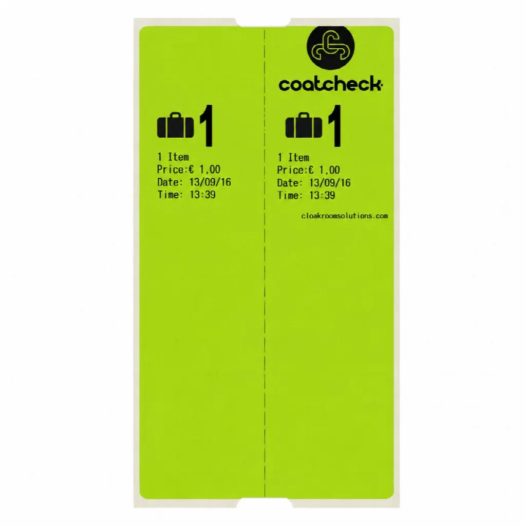 CoatCheck Luggage Labels, 14×160 tickets, green