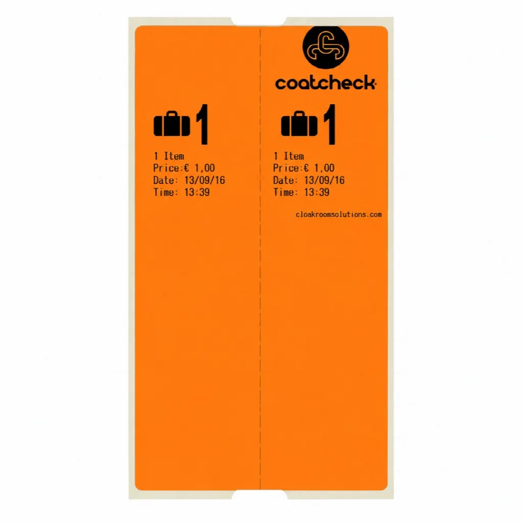 CoatCheck Luggage Labels, 14×160 tickets, orange