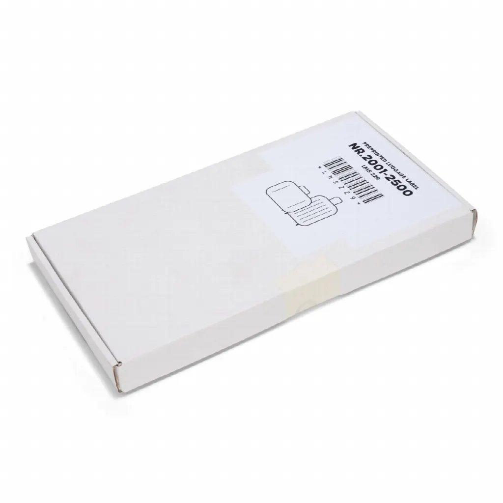 500 self-adhesive luggage tags, pre-printed, series 2001-2500