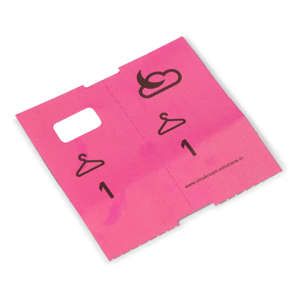 1000 pre-printed cloakroom tags, pink