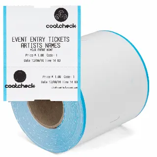 Rolka biletów CoatCheck, bilety wstępu z odcinkiem kontrolnym, 14 x 260 biletów, biało-niebieskie | LMS810