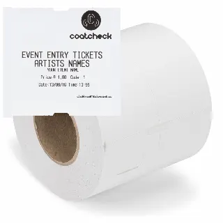 Rolka CoatCheck, ekonomiczne bilety wstępu bez odcinka kontrolnego, 14 x 550 biletów, białe